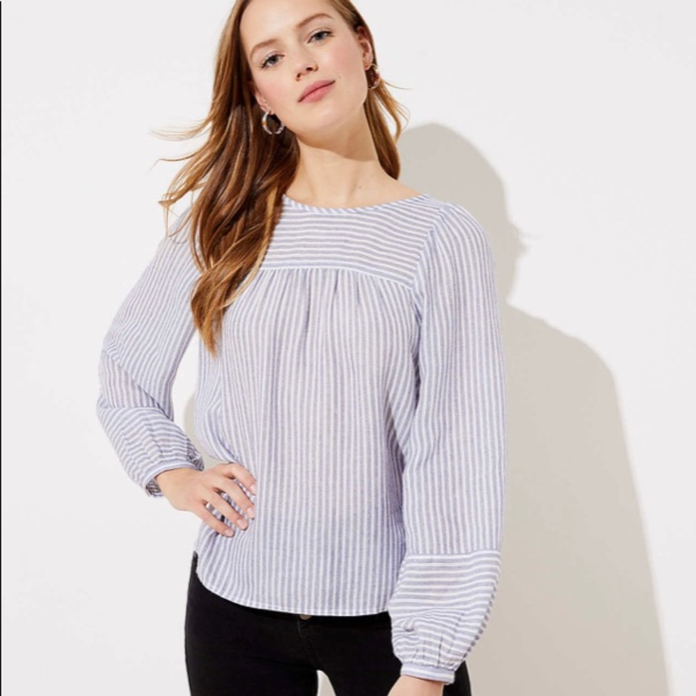 NWT loft striped shirred blouse size XS